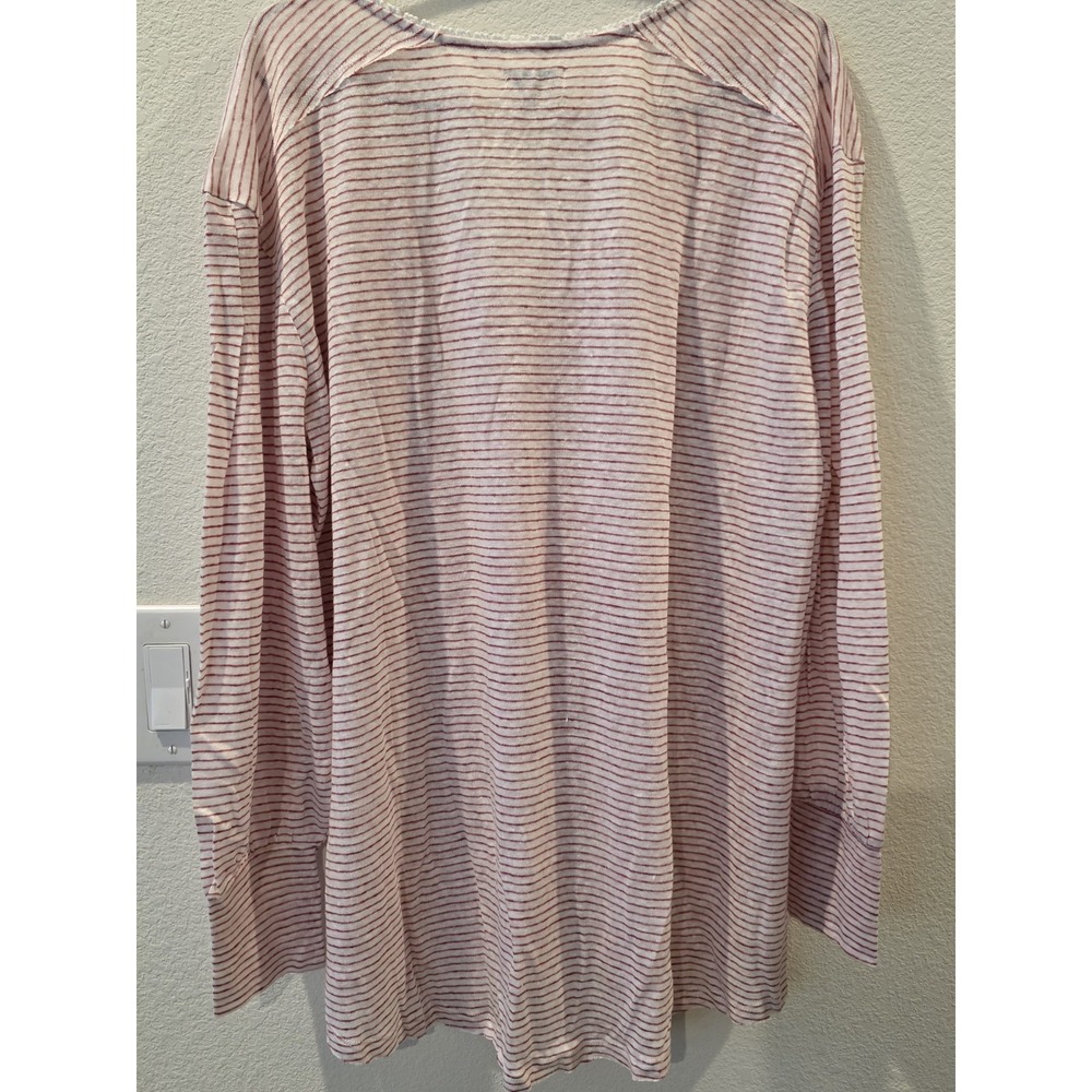 Sundance Mariner V Neck Top Sz XL Red White Stripe 100% Linen Coastal Euro Luxe - Picture 7 of 7